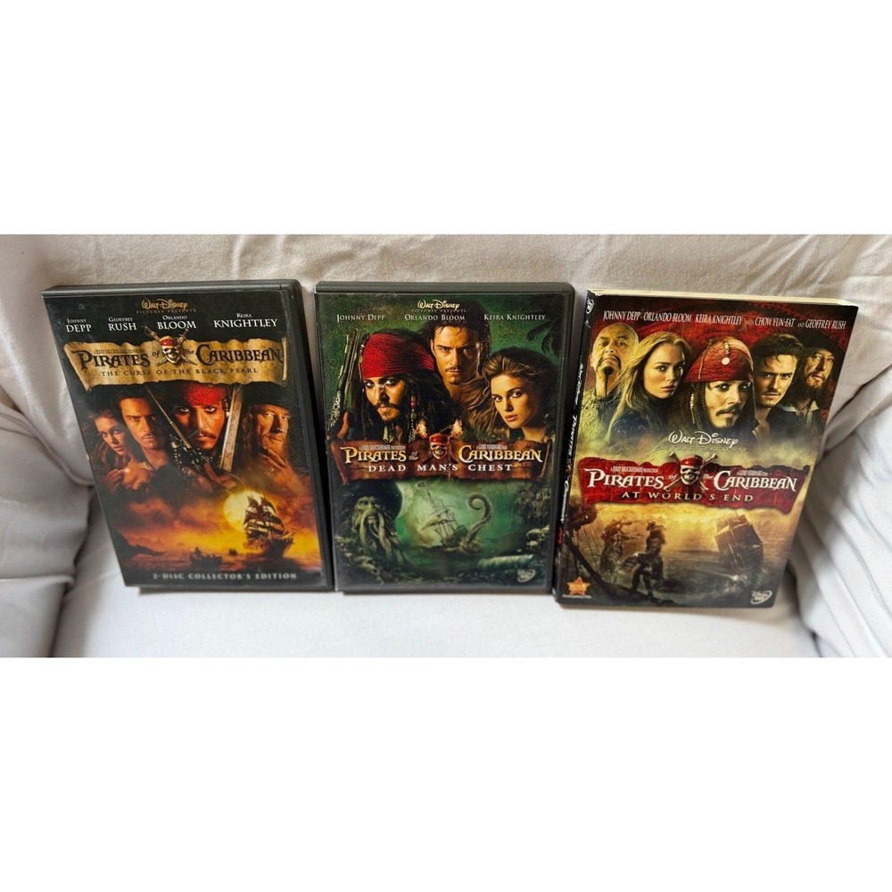 Pirates of the Caribbean DVD Trilogy Lot Curse Black Pearl Dead Mans